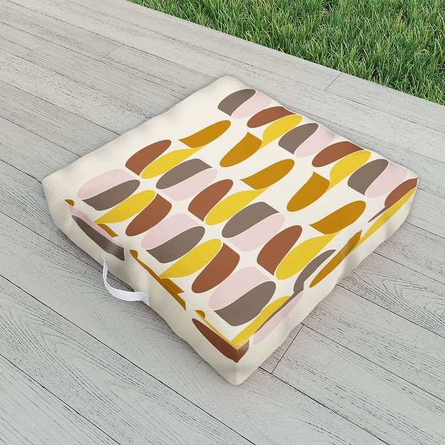 June Journal Abstract Leaves Outdoor Floor Cushion Deny Designs