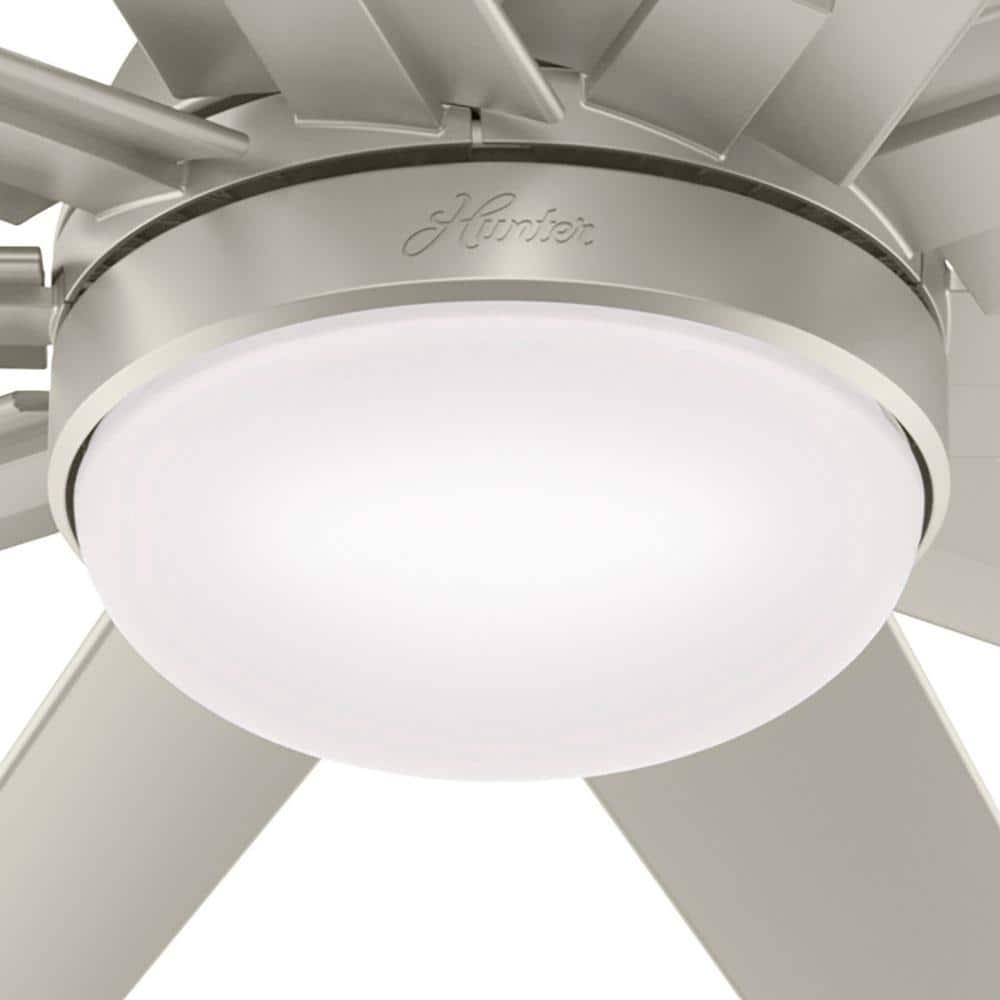 Hunter Overton 72 in Outdoor Matte Nickel Ceiling Fan with Light Kit and Wall Switch