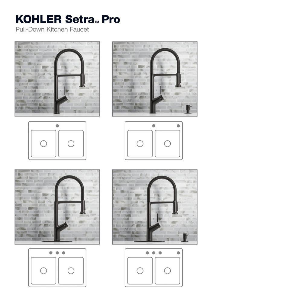 KOHLER Setra Single-Handle Semi-Professional Kitchen Sink Faucet with Soap Dispenser in Matte Black K-R29343-SD-BL