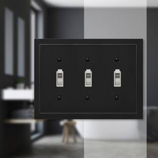 AMERELLE Bethany 3 Gang Toggle Metal Wall Plate - Black 57TTTBK