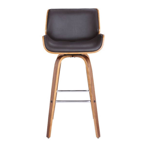 Counter Height Wooden Swivel Barstool with Leatherette Seat，Black and Brown