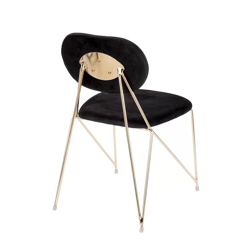 Set of 2 Gold Metal with Black Velvet Contemporary Chair 32.25