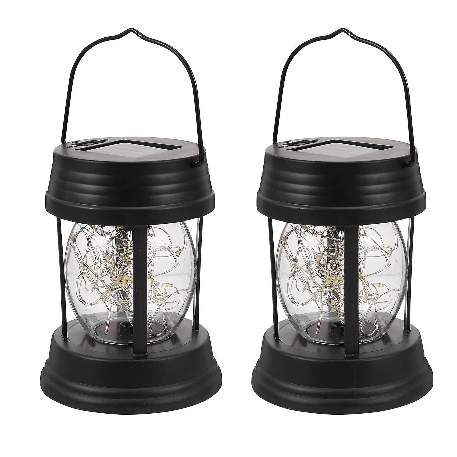 2pcs Hanging Solar Lantern Portable Decorative Solar Light Yard Solar Hanging Lamp