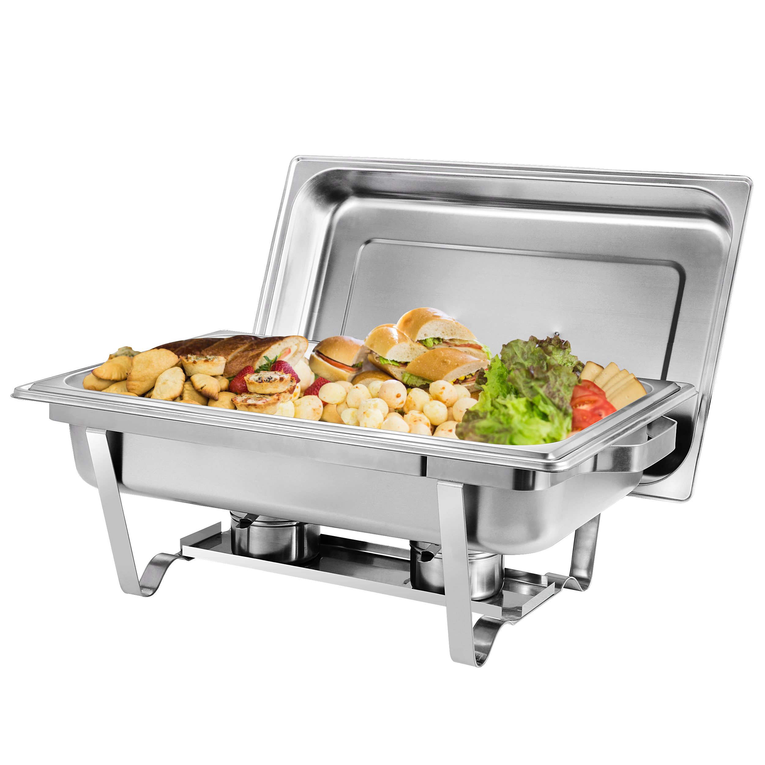 ZENY Stainless Steel Chafing Dish Full Size Chafer Dish Set 2 Pack of 8 Quart， Silver