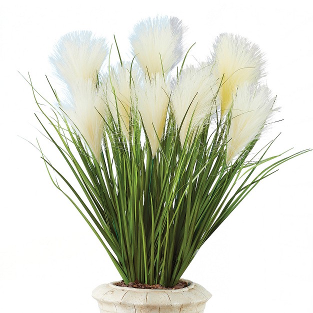 Collections Etc Faux Pampas Grass Picks Set Of 3 Outdoor Or Indoor Decorative Accent