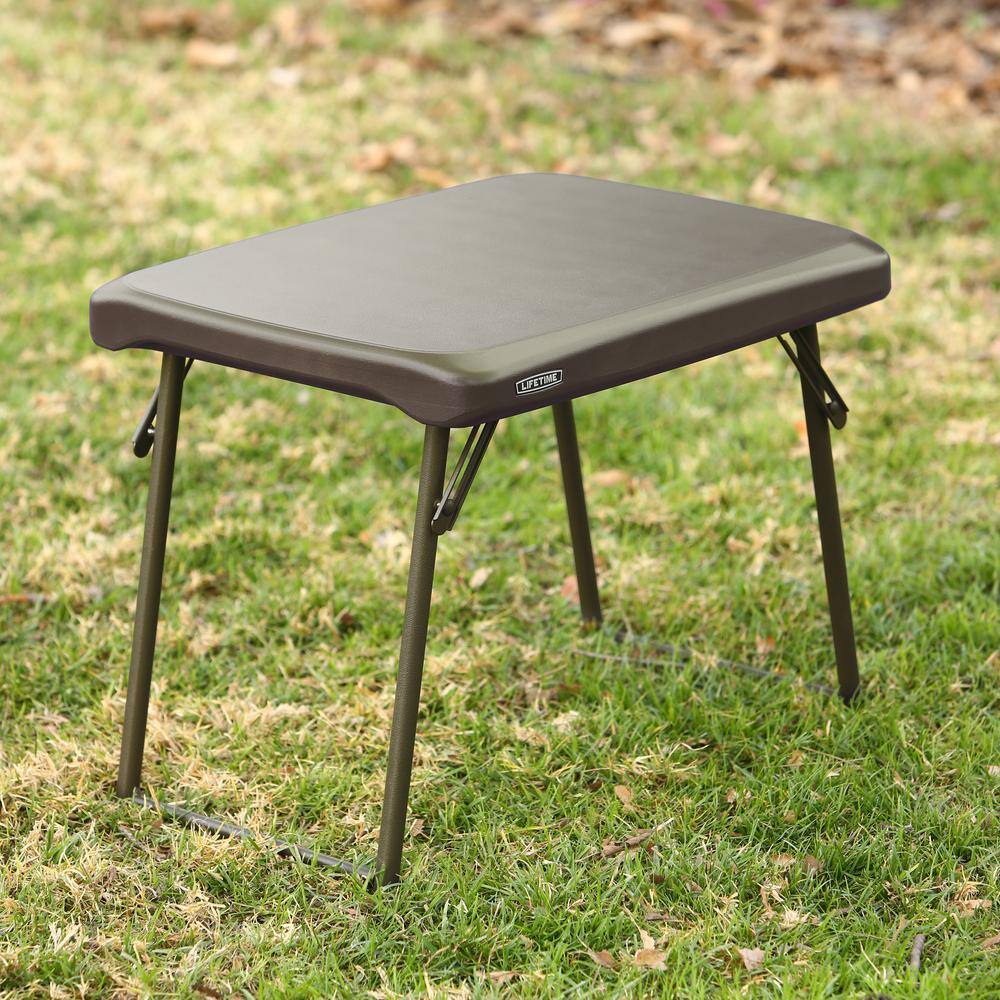 Lifetime 24 in. Brown Plastic Folding Side Table 280488