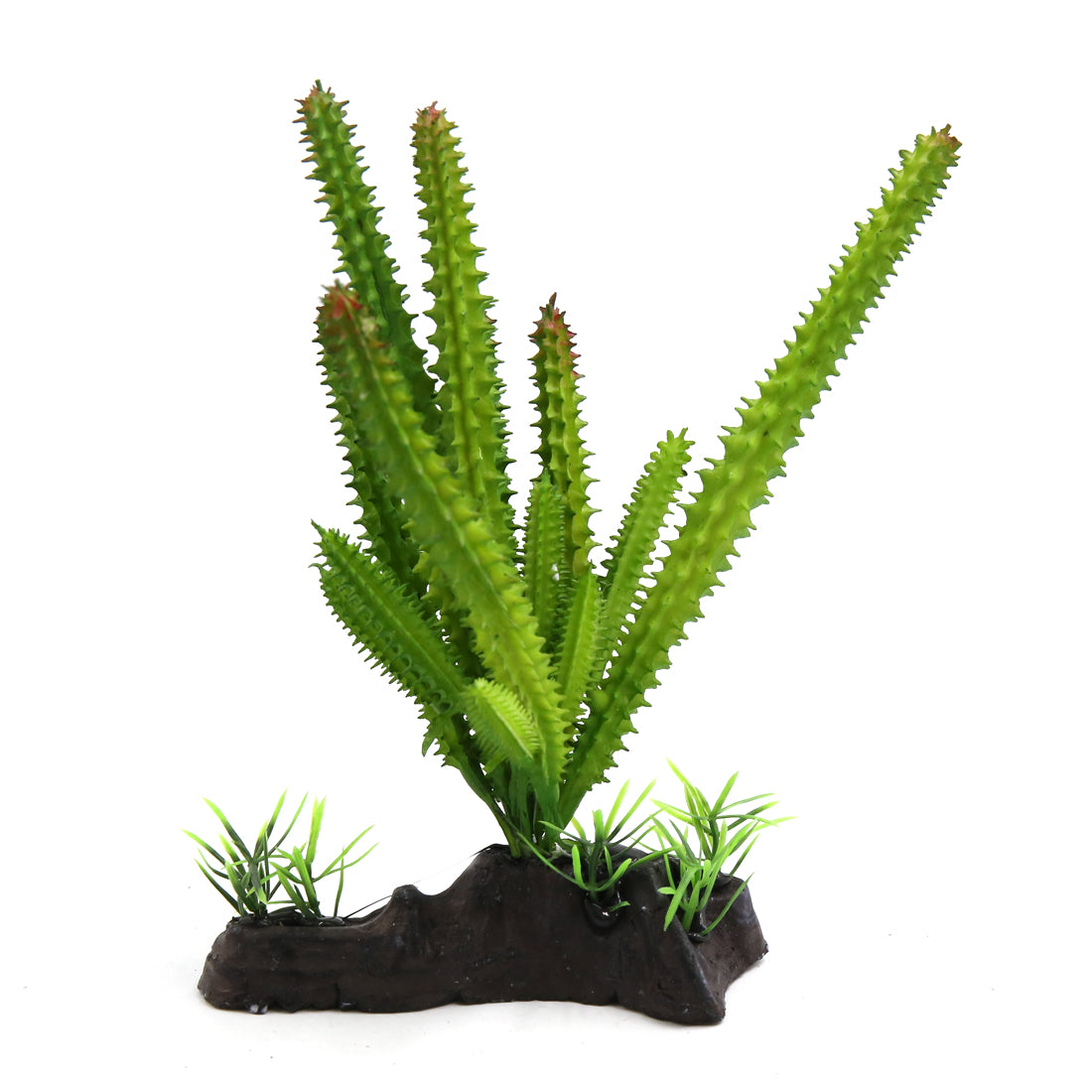 Green Plastic Terrarium Cactus Plant Decor Ornament for Reptiles and Amphibians