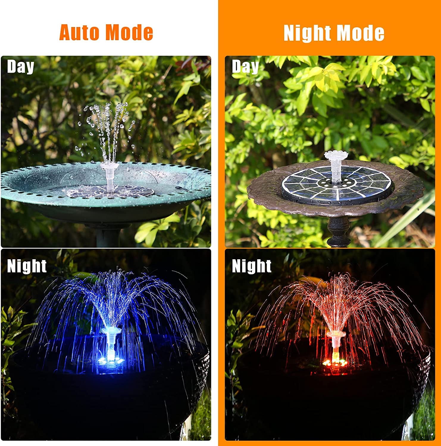 AISITIN 3.5W LED Solar Fountain Pump with Colorful Lights & 3000mAh Battery with 3 Telescopic Brackets, 8 Nozzles, Solar Water Pump for Bird Bath Pond Pool Garden Outdoor Pond