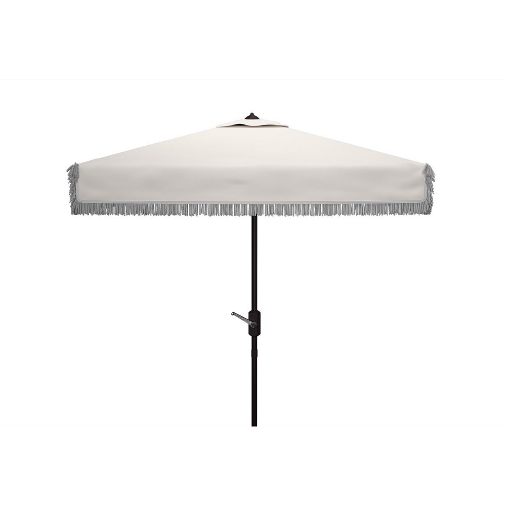 Safavieh Milan Fringe Square Crank Umbrella