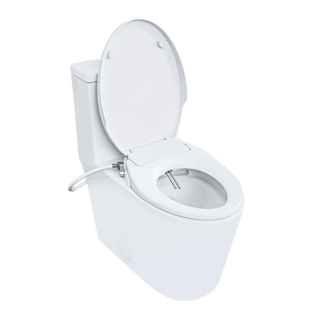 Casta Diva Elongated Bidet Toilet Combo Dual Flush 0.91.28 GPF in White with Non-Electric Bidet Seat CD-BT04