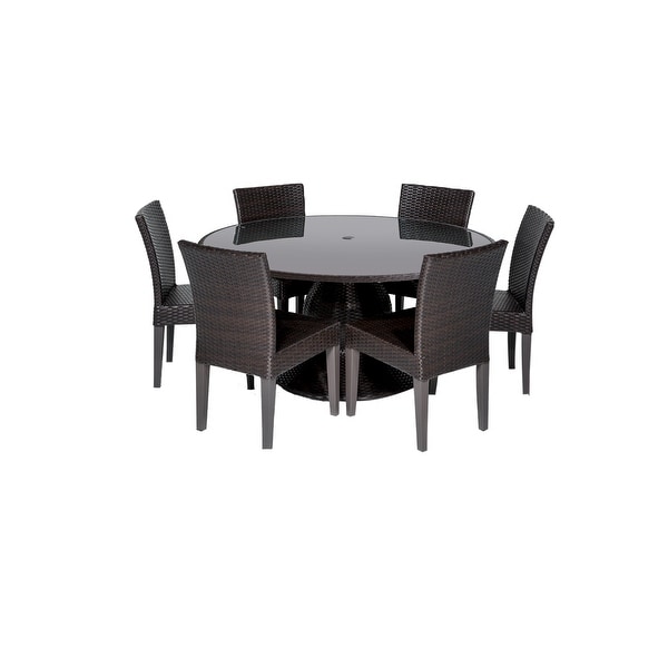 Belle 60 Inch Outdoor Patio Dining Table with 6 Armless Chairs