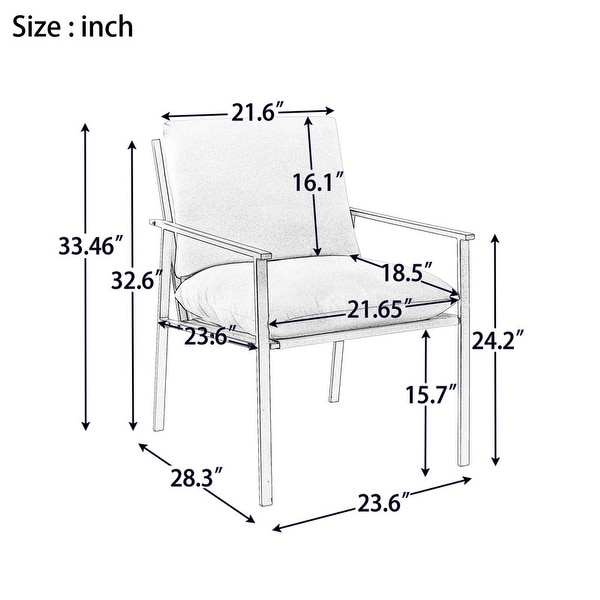 Modern Metal Frame Linen Accent Chair with Thick Padded Backrest and Removable and Comfortable Cushion for Living RoomandBedroom