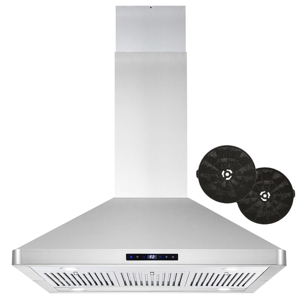 Cosmo 36 in. Ductless Island Mount Range Hood in Stainless Steel with LED Lighting  Permanent Filters