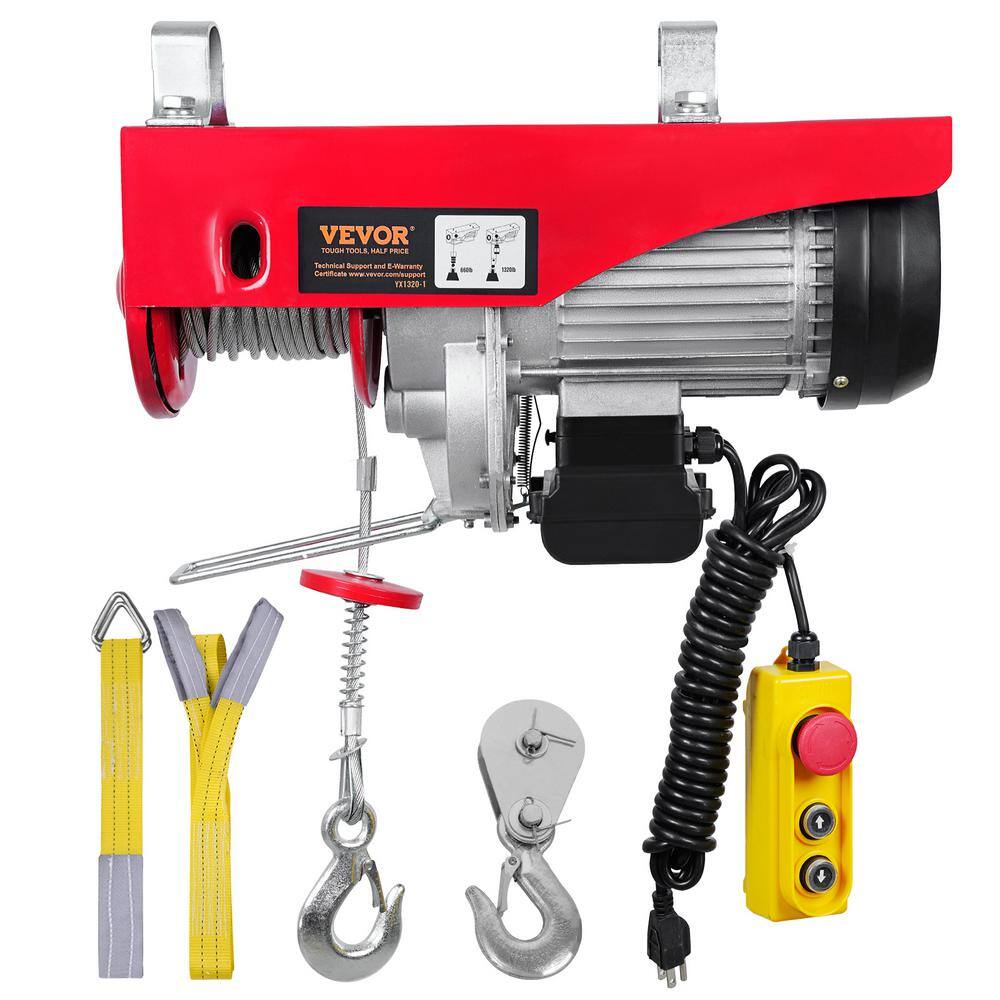 VEVOR 1760 lbs. Electric Chain Hoist 1450W Electric Steel Cable Hoist with 14 ft. Wired Remote Control and Pure Copper Motor DDGSSHLYXYKKYOJE6V1