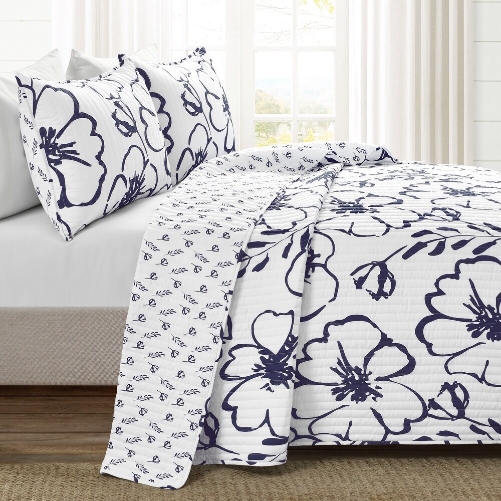 Lush Decor Scandinavian Floral 3 Piece Quilt Set