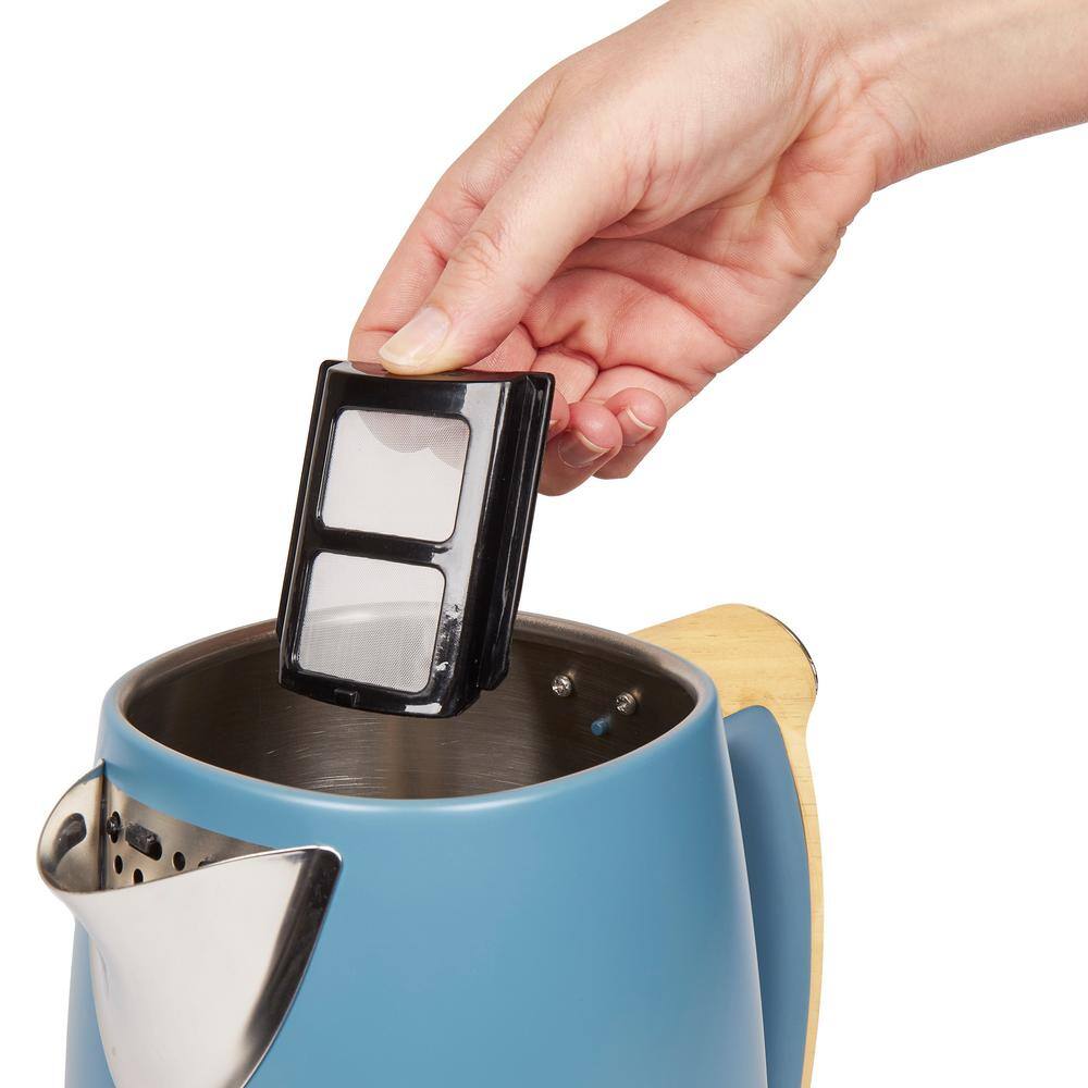 HADEN Dorchester 7-Cups Stone Blue Cordless Electric Kettle with LCD Display and Keep Warm Function 75047