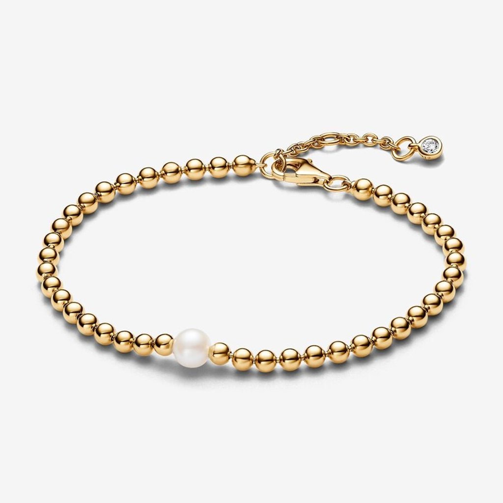 PANDORA  Treated Freshwater Cultured Pearl & Beads Bracelet - Gold Plated