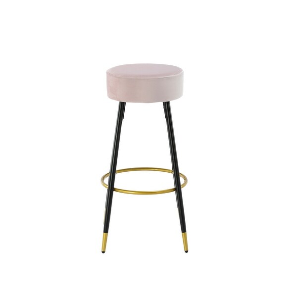 Modern Set of 2 Counter Height Bar Stools with Golden Footrest