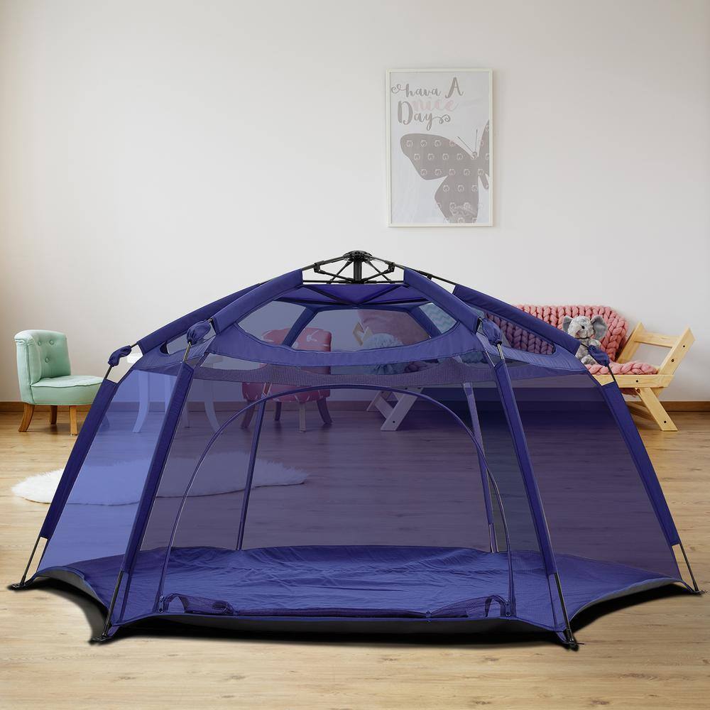 Alvantor 84 in. x 84 in. x 44 in. Navy Pop Up Portable Play Yard Canopy Tent Kids Playpen Fully Enclosed Mesh Top No Waterproof 8053