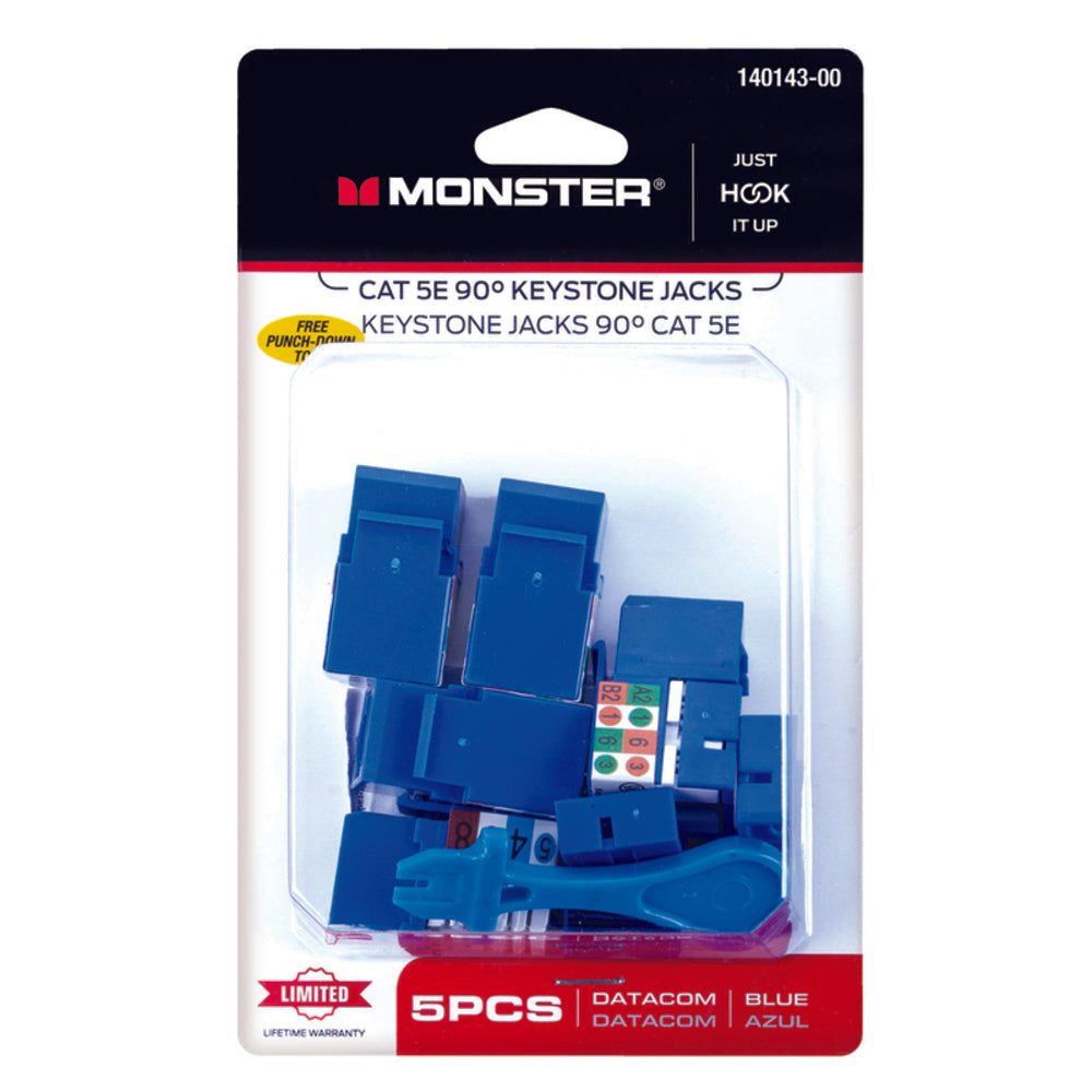 INSERT CAT5E JACK5PK BLU