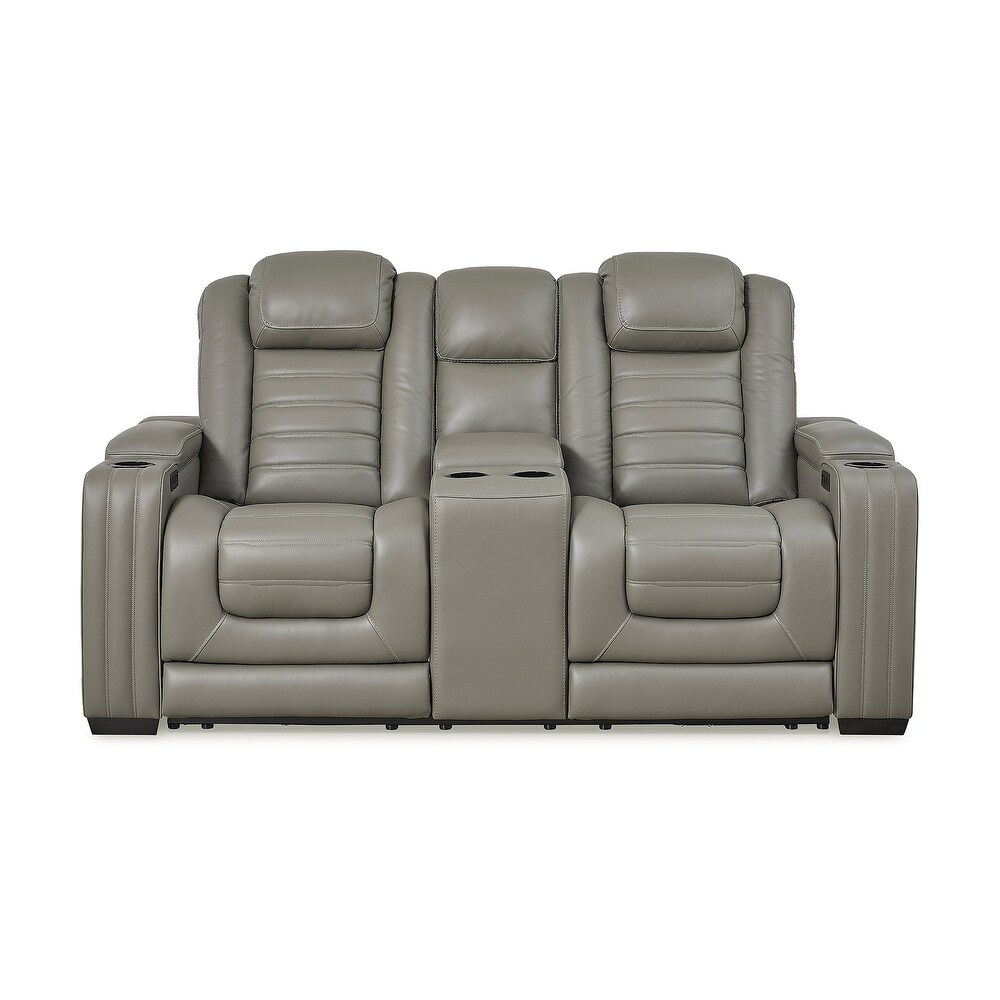 Signature Design by Ashley Backtrack Power Reclining Loveseat with Console and Adjustable Headrest