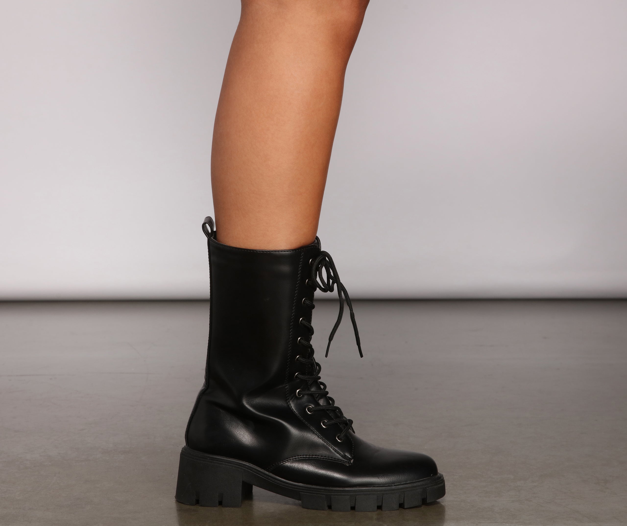 Edgy Trends Faux Leather Combat Boots