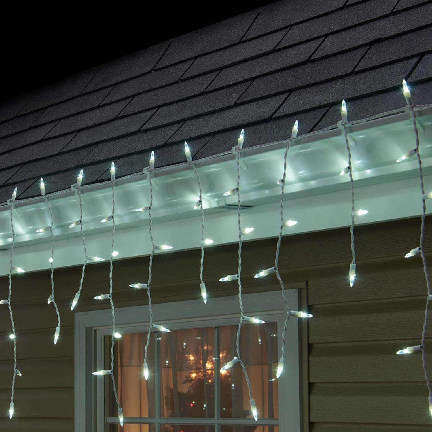 Celebrations Gold LED Mini Cool White 100 ct Icicle Christmas Lights 6 ft.