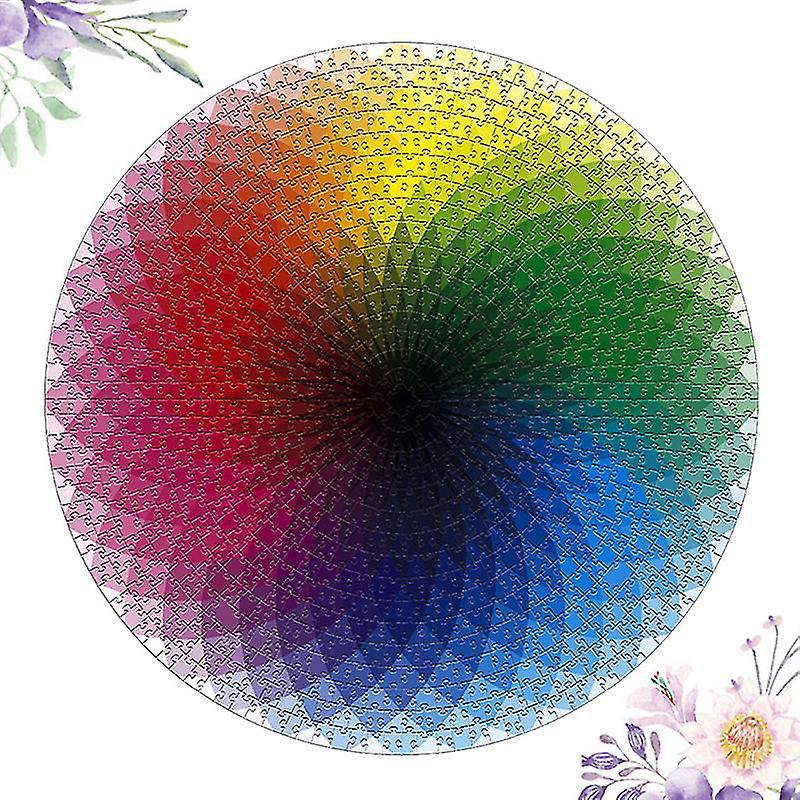 Miman 1000 Pcs In 1 Set Puzzle Toy Printed Paper Puzzle Colorful Circle Rainbow Educational Puzzle Plaything For Kids Adults (colorful)