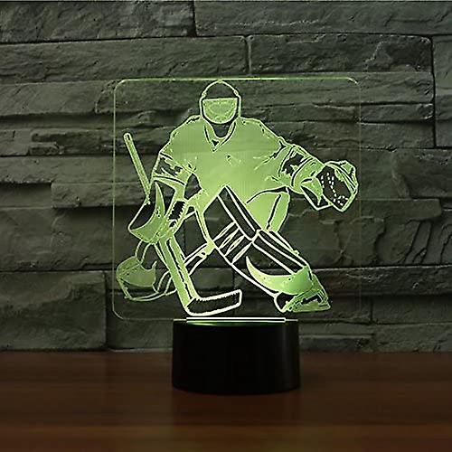 3d Ice Hockey Goalie Night Light Touch Table Desk Optical Illusion Lamps 7 Color Changing Lights Home Xmas Birthday Gift