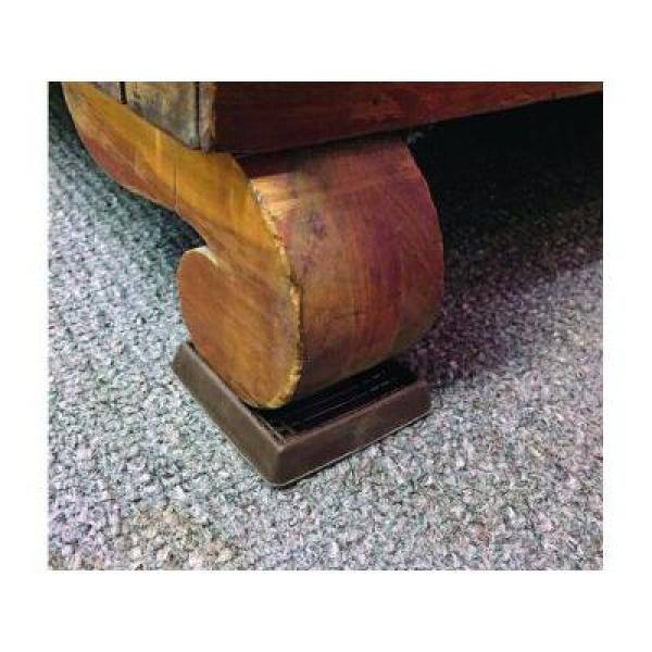 Shepherd 2 in. Brown Square Smooth Rubber Floor Protector Furniture Cups for Carpet  Hard Floors (4-Pack) 89076