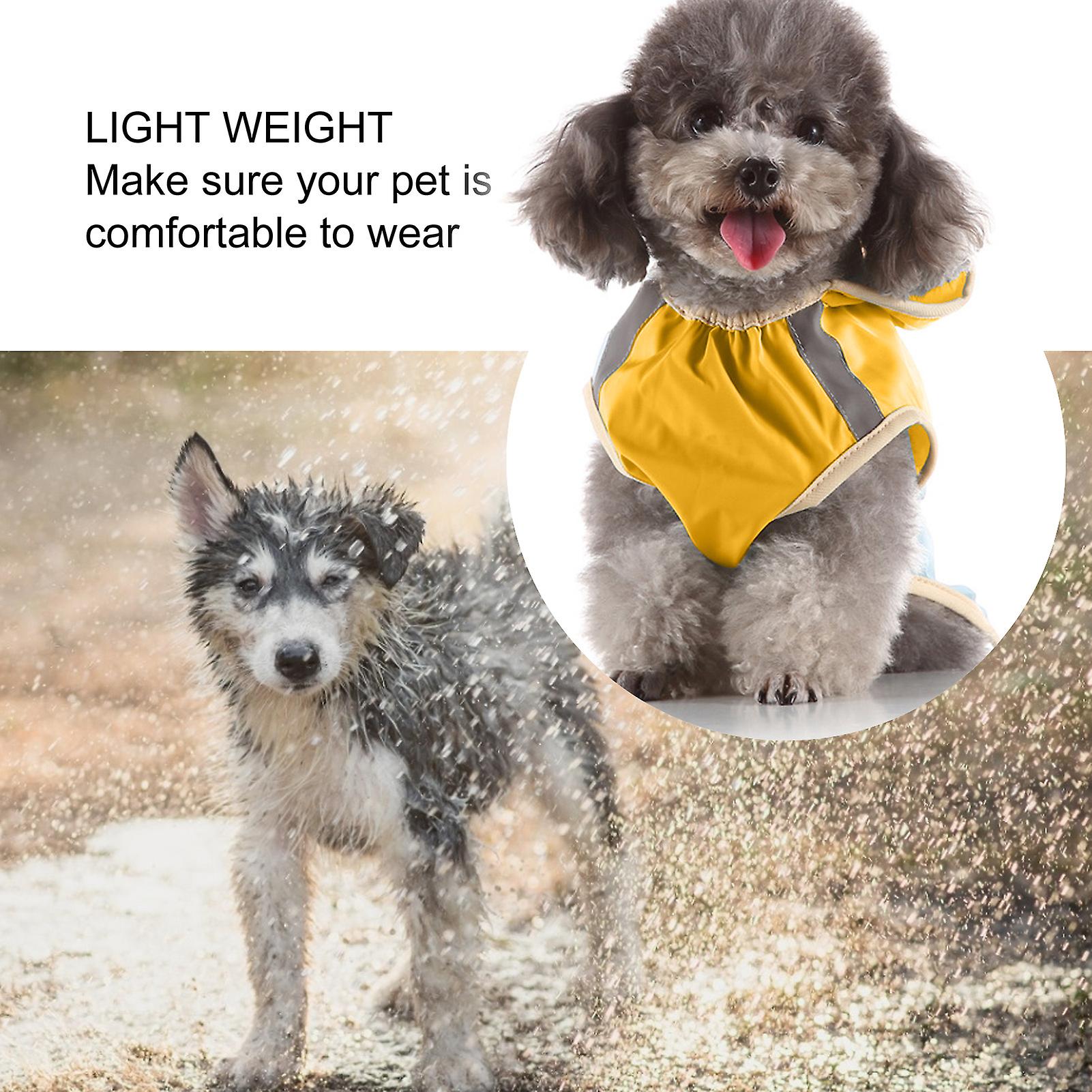 Dog Raincoat Waterproof Windproof Pet Rain Jacket With Safety Reflective Stripe Adjustable Dog Rainwear For Wet Rain Weather[large-yellow]