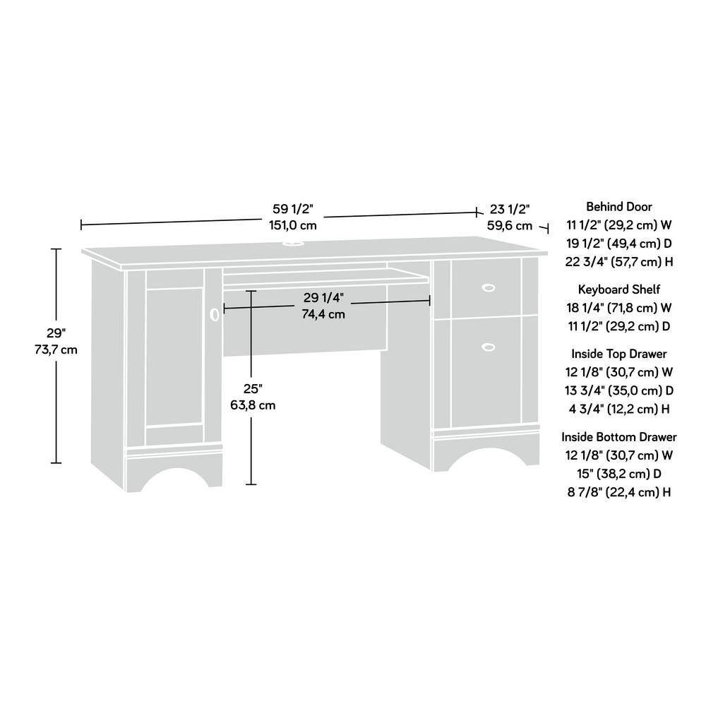 SAUDER 59.449 in. Rectangle Soft White Computer Desk with File Storage 429449