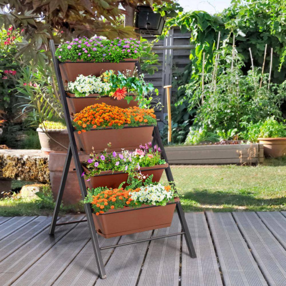 Alpulon 5-Tier 48.5 in. H Brown Vertical Raised Garden Bed ZMWV198