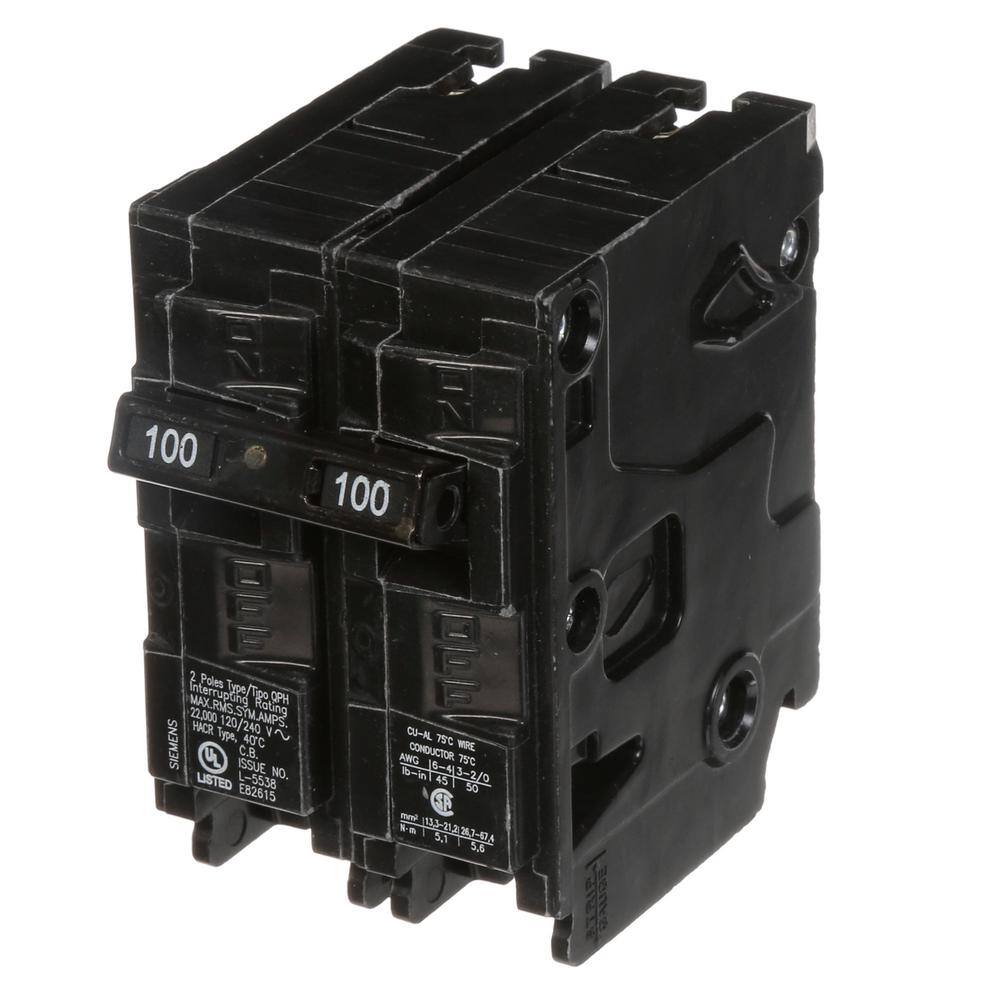 Siemens 100 Amp Double-Pole Type QPH 22kA Circuit Breaker Q2100H