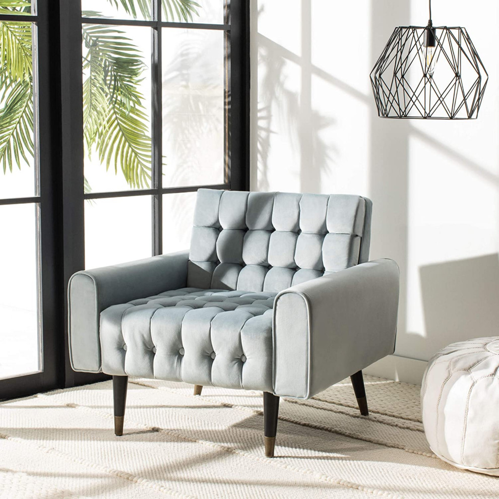 Contemporary Accent Chair  Velvet Upholstery With Button Tufting   Midcentury   Armchairs And Accent Chairs   by Declusia  Houzz