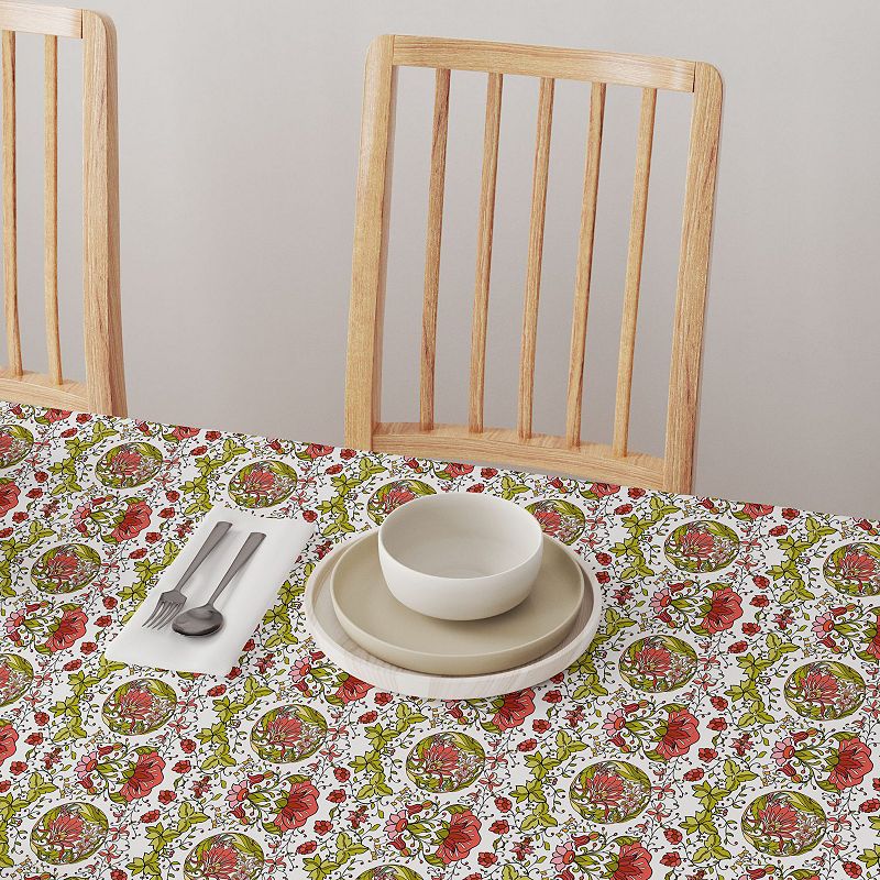 Rectangular Tablecloth， 100% Cotton， 52x104， Floral 3