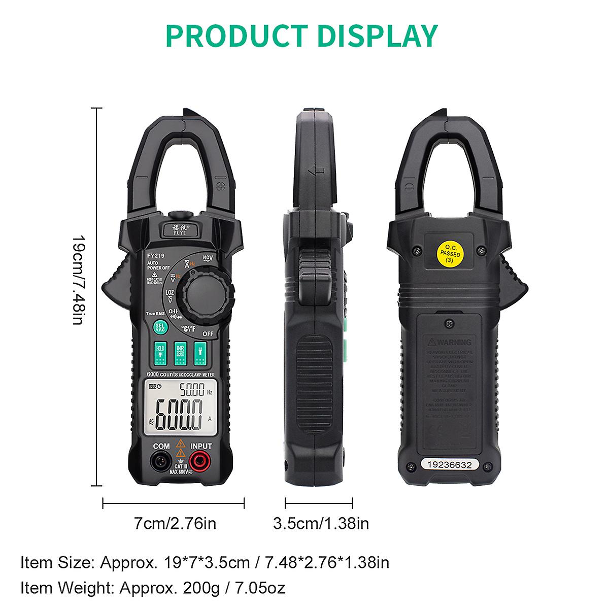 Fuyi Ac Dc Inrush Current Clamp Meter 6000 Count Automatic Range Clamp Multimeter Temperature Testing Multifunctional Dual Display True Rms Ac Dc Surg