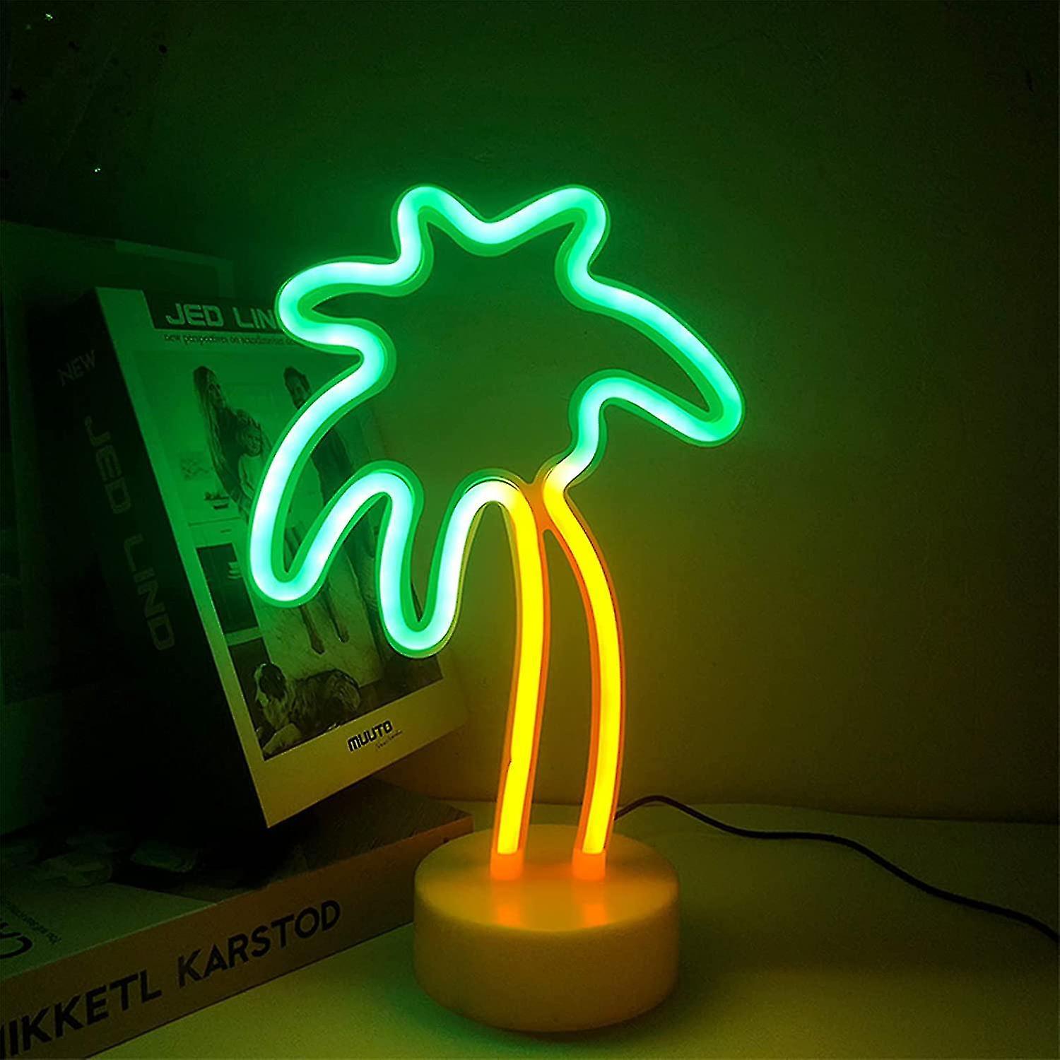 Coconut Palm Tree Night Light Neon Light With Stand Base Led Neon Sign Battery Or Usb Powered Palm N