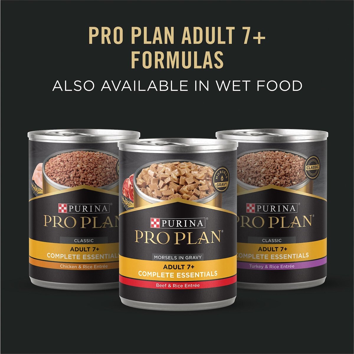 Purina Pro Plan 7+ Complete Essentials Shredded Blend Beef and Rice Formula High Protein Dog Food