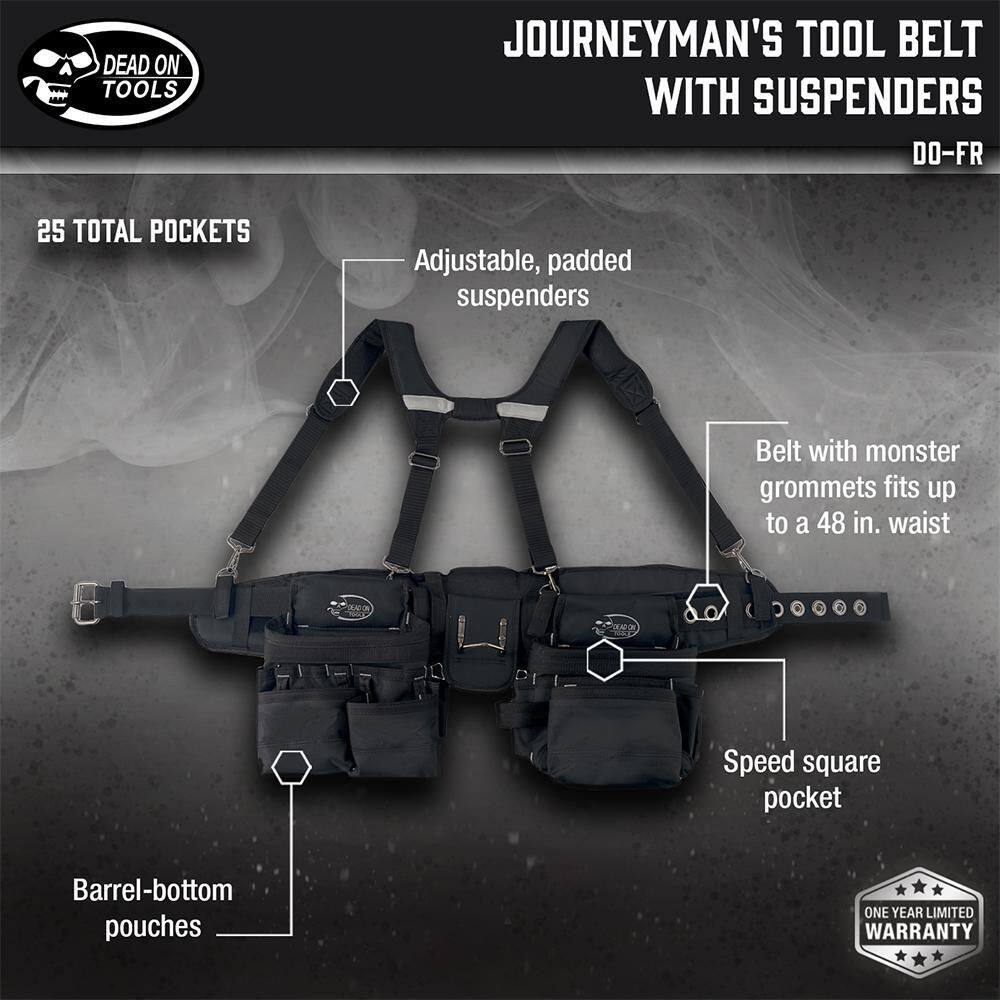 DEAD ON TOOLS Journeyman's Framers 2 Pouch Tool Storage Suspension Rig with Suspenders in Black DO-FR