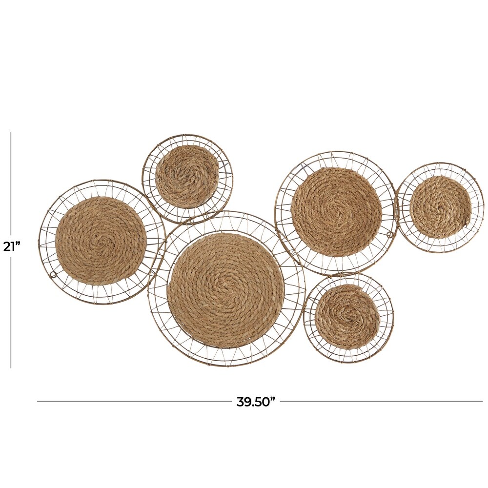 The Novogratz Brown Dried Plant Handmade Woven Plate Wall Decor with Intricate Patterns