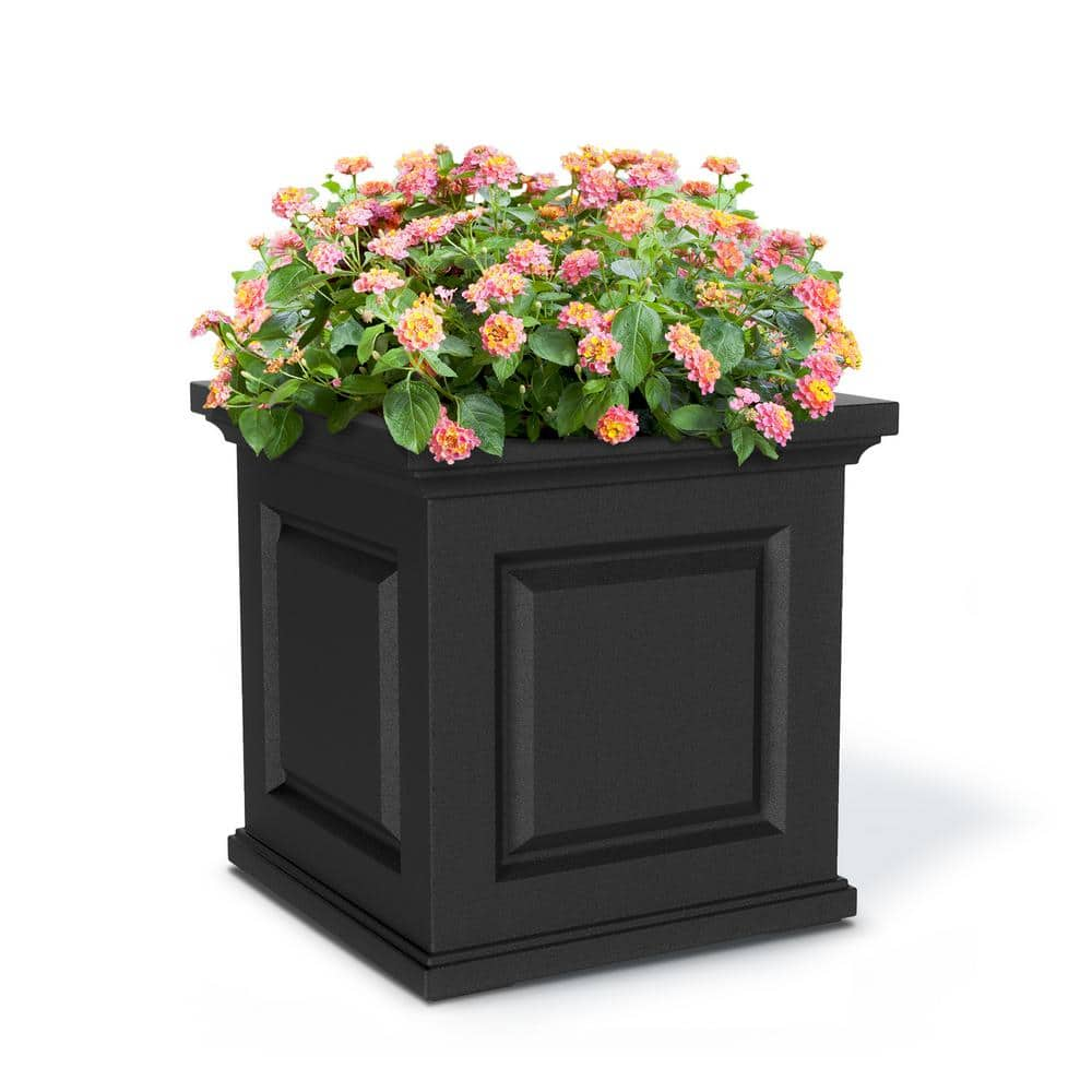 Mayne Nantucket 20 in. Square Self-Watering Black Polyethylene Planter 4846-B