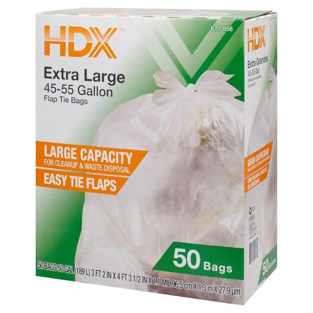 HDX 50 Gal. Clear Extra Large Trash Bags (50 Count) HDX50GC