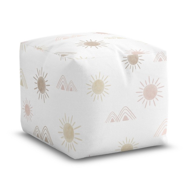 Sweet Jojo Designs Girl Unstuffed Fabric Ottoman Pouf Cover Decorative Storage Desert Sun Pink Gold And Taupe Insert Not Included