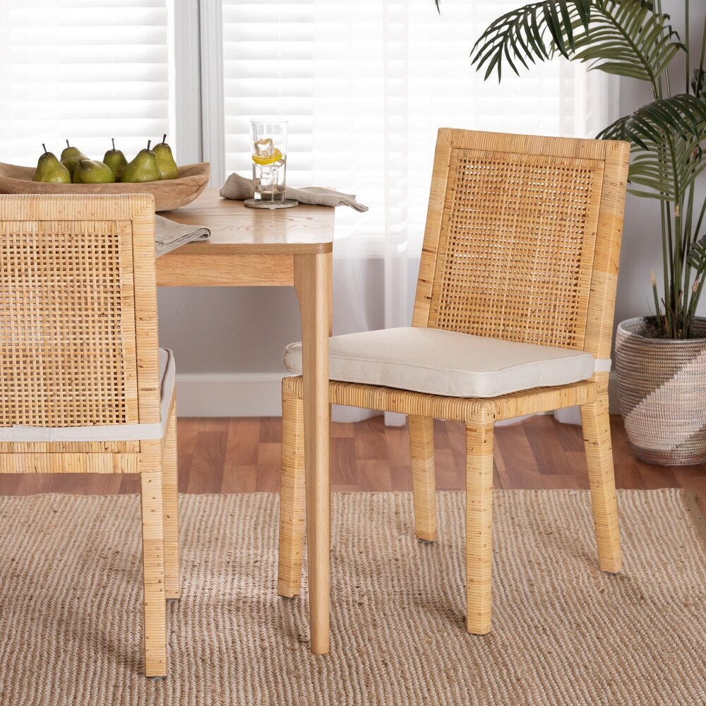 Sofia Modern Natural Finished Wood and Rattan Dining Chair