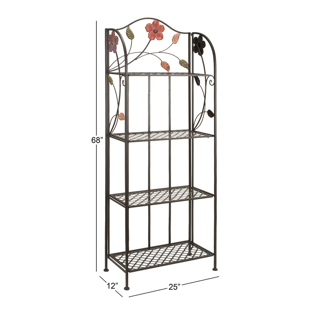 Black Metal Traditional Bakers Rack 68 x 25 x 12   25 x 12 x 68