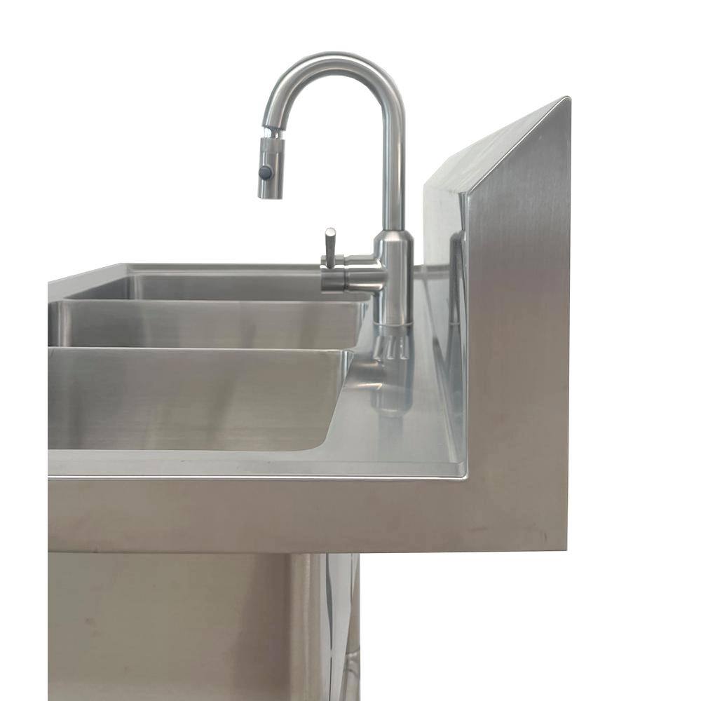 Glacier Bay All-in-One 38 in. Stainless Steel 3 Compartment Commercial Utility Kitchen Sink with Faucet U3824T