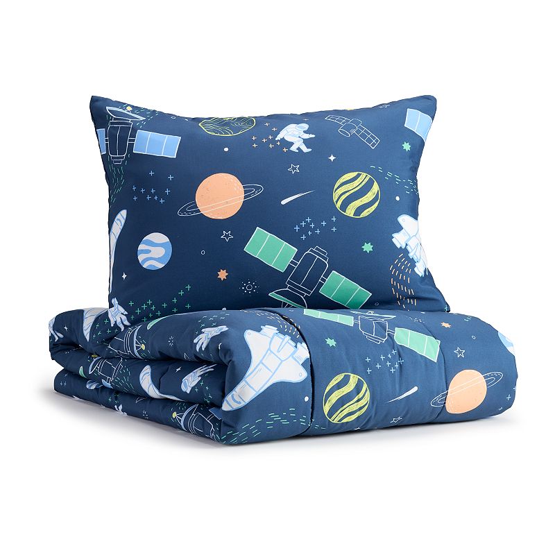 The Big One Kids? Evan Navy Space Reversible Comforter Set with Shams