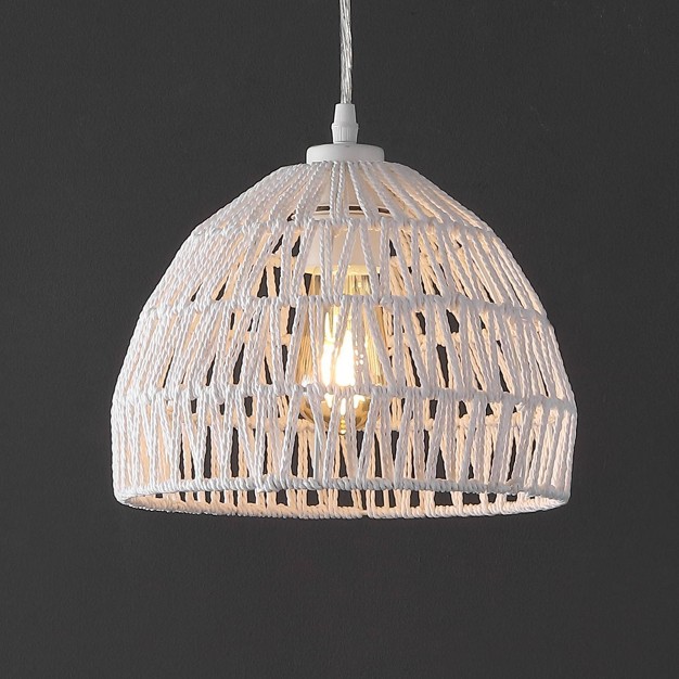 Campana Bohemian Modern Woven Rope iron Led Pendant Jonathan Y