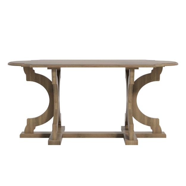 Galano Doynton 39 4 In Oval Solid Wood Top Coffee Table In White And Oak White Oak